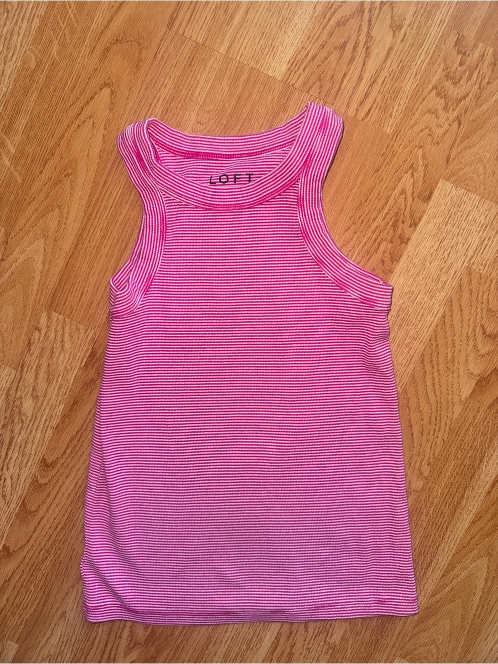 LOFT Pink Striped Tank Top